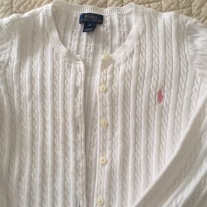 POLO Girls XL (16) cable knit cardigan